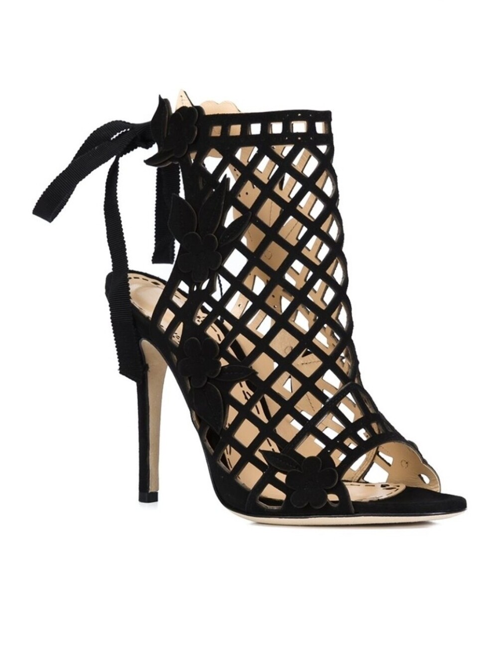 Marchesa Gianna- NWOT-Black Floral Lattice High Heel Sandal - Women's Dress Shoe